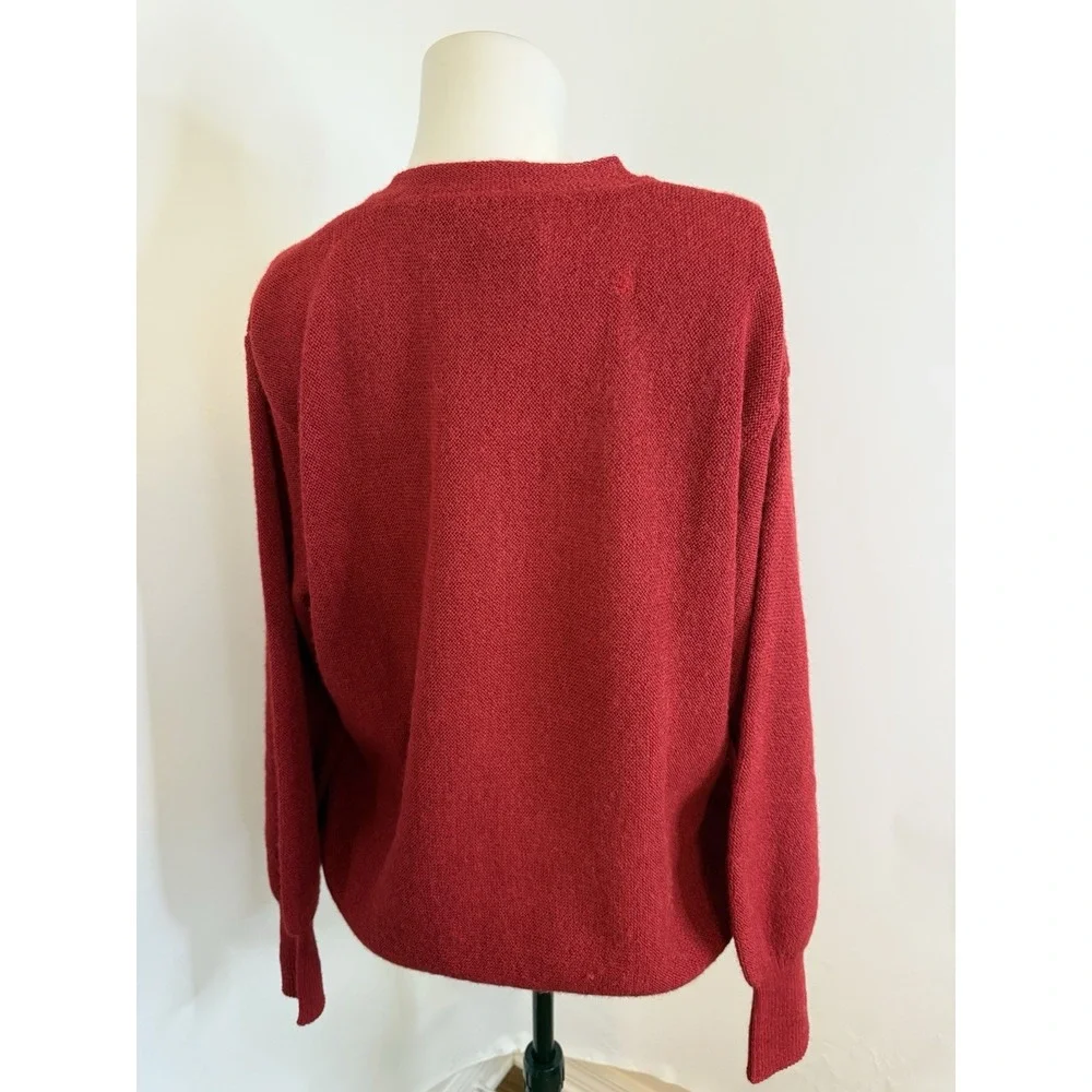Handmade Peruvian Connection 100% Alpaca V Neck Sweater Red Womens Unisex Size M